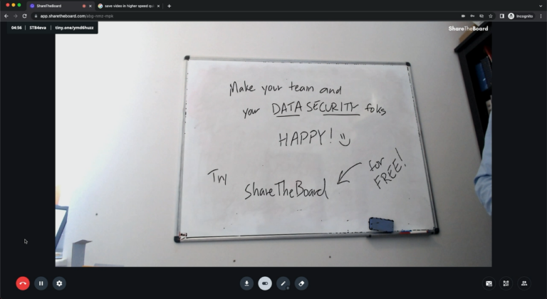 Screenshot of a man using share the board with caption try it for free