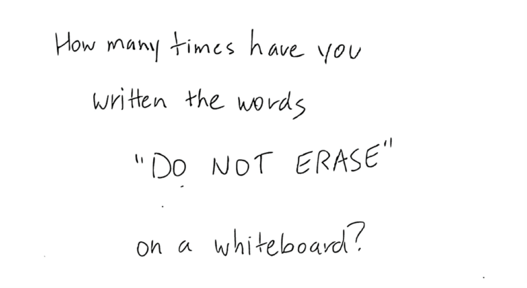 Photo of a whiteboard with showing the saved note done by app share the board