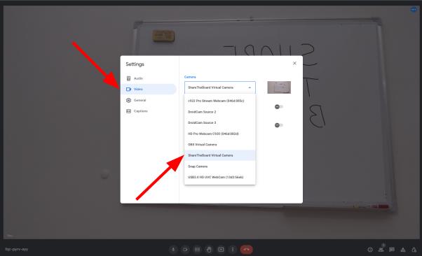 Screenshot of share the board manual picking the whiteboard function
